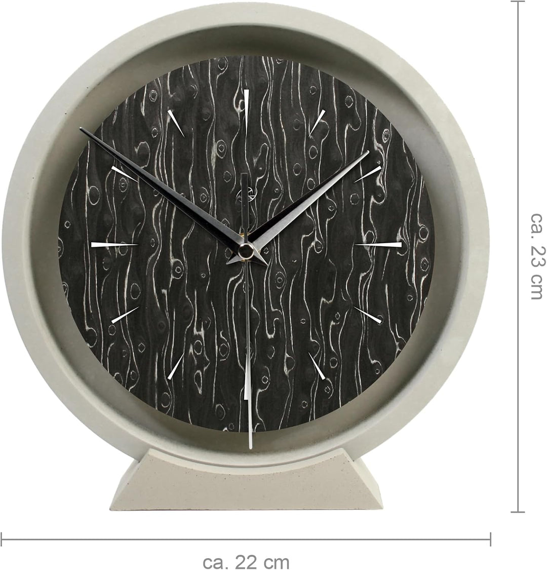 Runde Tischuhr aus Beton im Industrial Design – leise Standuhr ohne Ticken in minimalistischem Desig