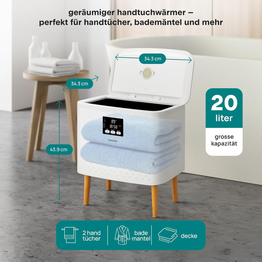 SereneLife WiFi Handtuchwärmer 20L Elektrisch Stehend – Smart Handtuchtrockner für 2 Handtücher mit