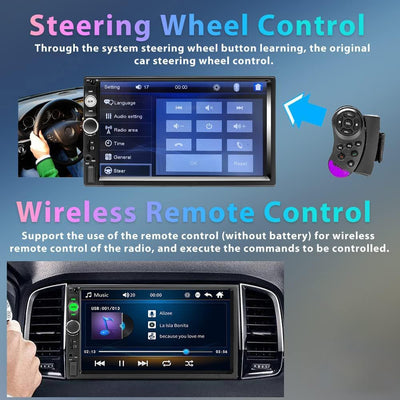 Podofo 2 Din Autoradio mit Bluetooth, 7 Zoll Autoradio mit Bildschirm MP5 Player Unterstützung FM-Ra