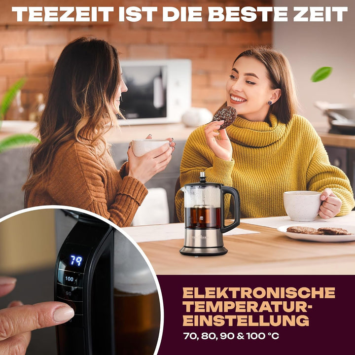 ProfiCook® 2in1 Wasserkocher & Teekocher in Einem | Wasserkocher mit Temperatureinstellung & Tempera