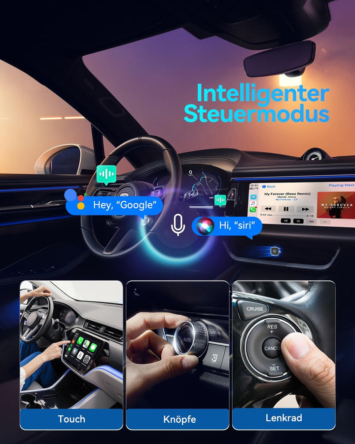 Ultra Mini Wireless CarPlay &amp; Android Auto Adapter 2026, WLAN 6 Bluetooth 5.4, Kabellos CarPlay Adap