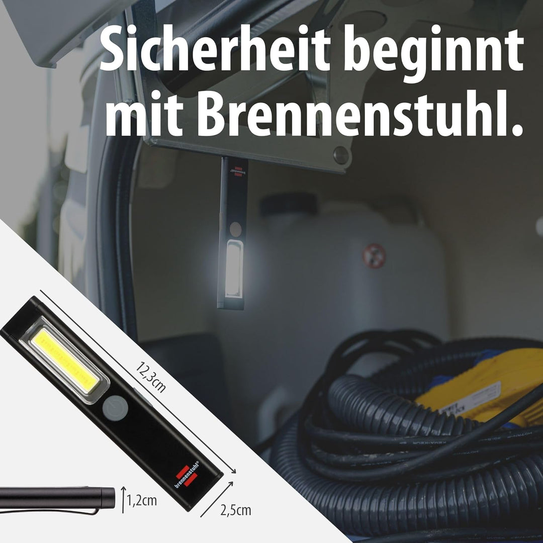 Brennenstuhl LED Akku Handleuchte PL 200 AC/LED Taschenlampe mit COB LED (200lm, inklusive USB C Lad