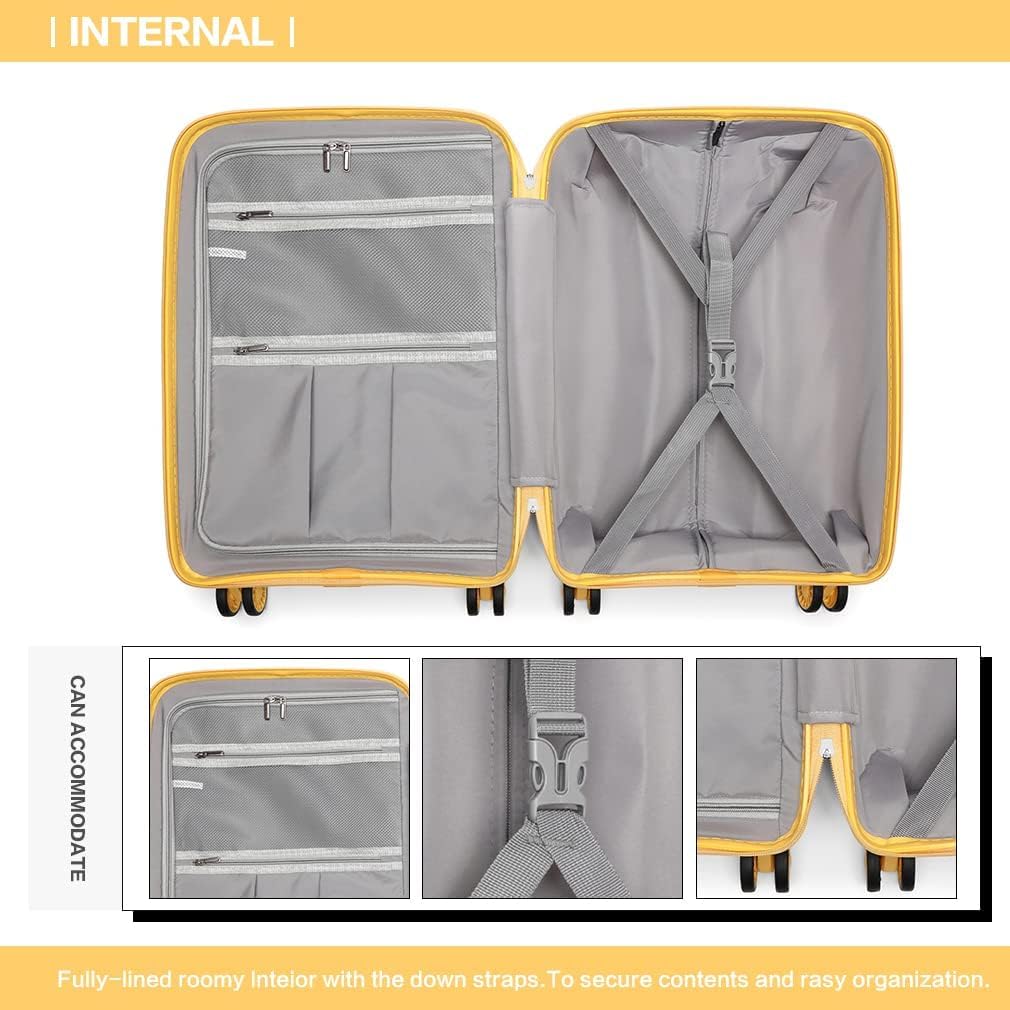 KONO Hartschalenkoffer Koffer Trolley Reisekoffer mit 4 Rollen TSA Schloss und YKK Reissverlüsse Pol