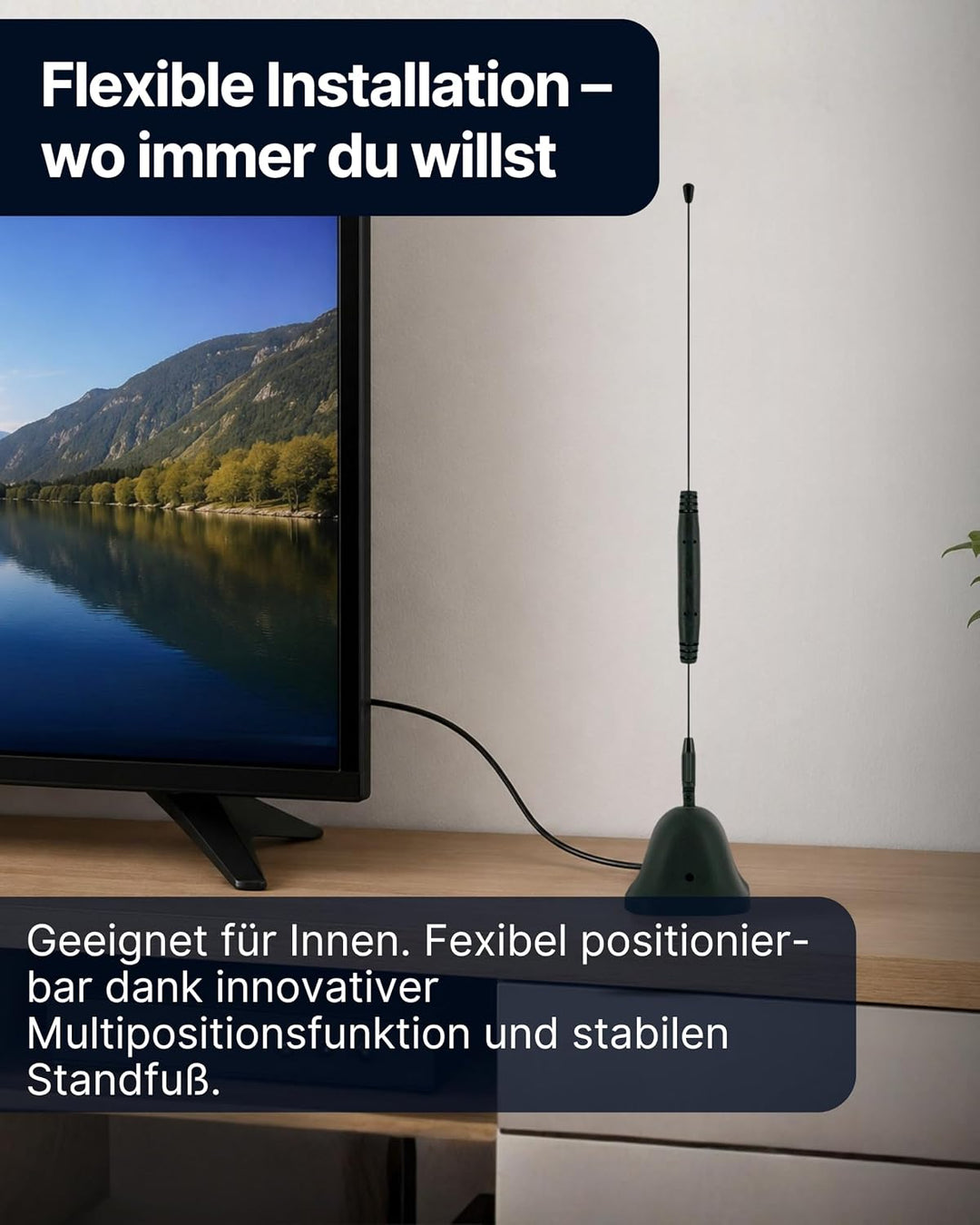 SCHWAIGER 20303 DVB-T2 Zimmerantenne passiv digital Empfänger Verstärker Antenne Indoor HD Empfang L