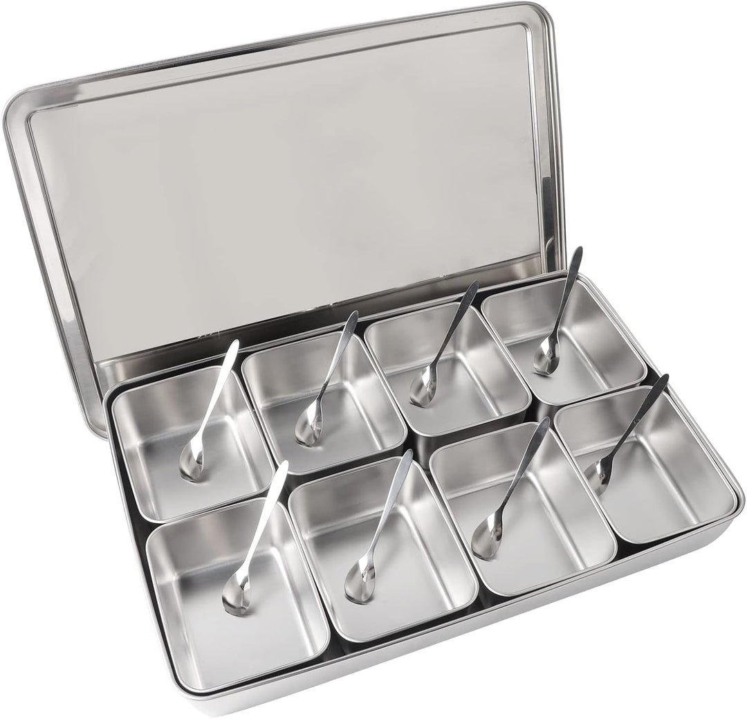 Gewürzbox, Gewürzbox aus Aluminiumlegierung Mit 8 Gittern, Gewürzbehälter, Gewürzglas, Küchenutensil
