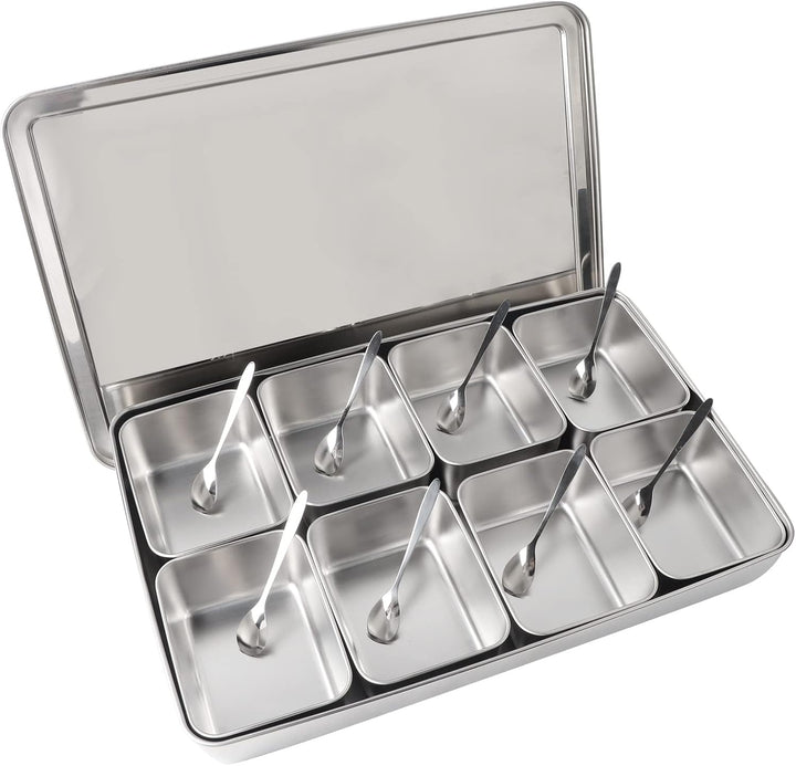 Gewürzbox, Gewürzbox aus Aluminiumlegierung Mit 8 Gittern, Gewürzbehälter, Gewürzglas, Küchenutensil