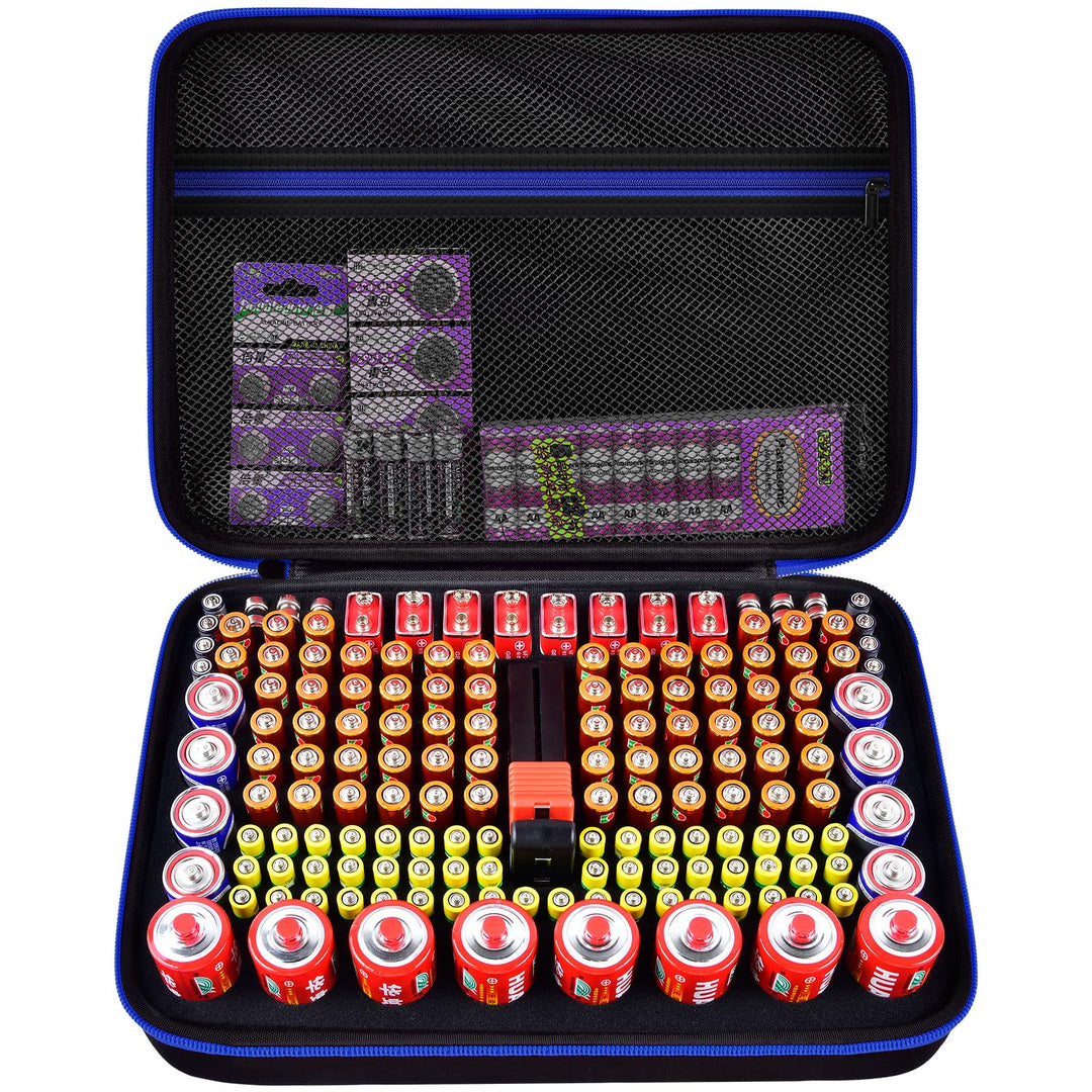Akkus Organizer mit Batterie-Tester – Batteriekasten für 162+ Batterien (AA/AAA/C/D/9V/3 V Lithium L