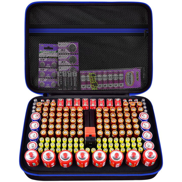 Akkus Organizer mit Batterie-Tester – Batteriekasten für 162+ Batterien (AA/AAA/C/D/9V/3 V Lithium L