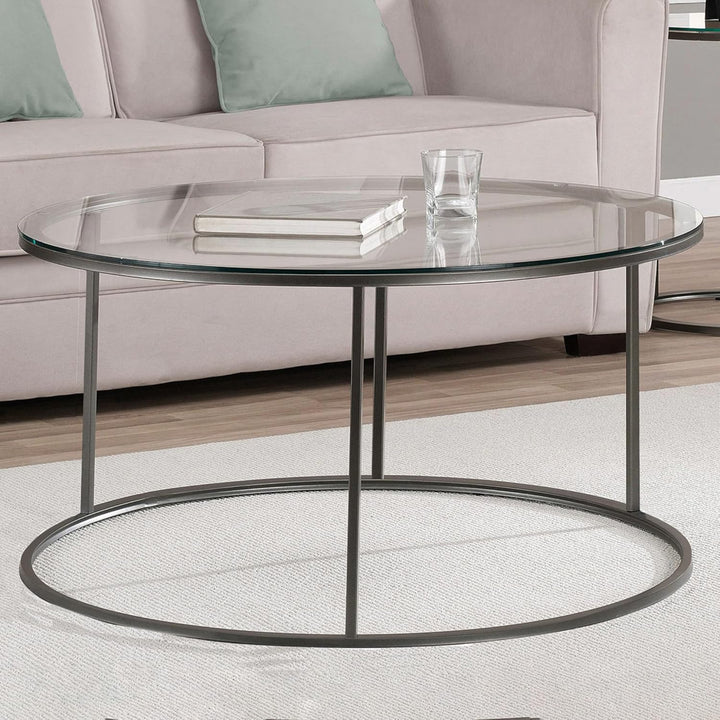 [en.casa] Couchtisch Kolari 45 x 80 cm Beistelltisch Wohnzimmertisch Glastisch Sofatisch rund Rauchg