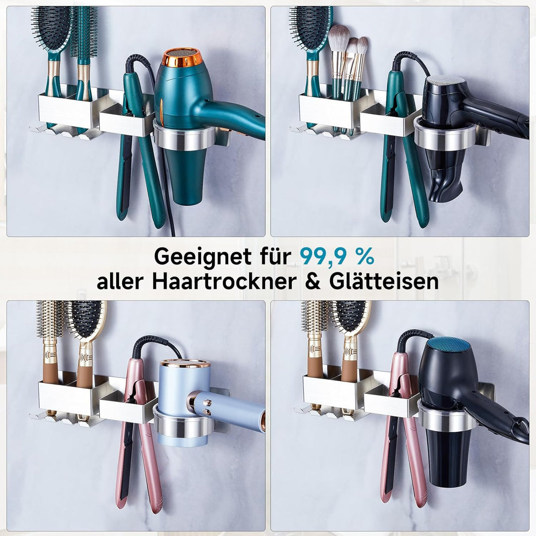 YYBO Föhnhalter Wand Ohne Bohren, Fönhalter Wandhalterung, Föhn Halterung für Föhn und Glätteisen Ha