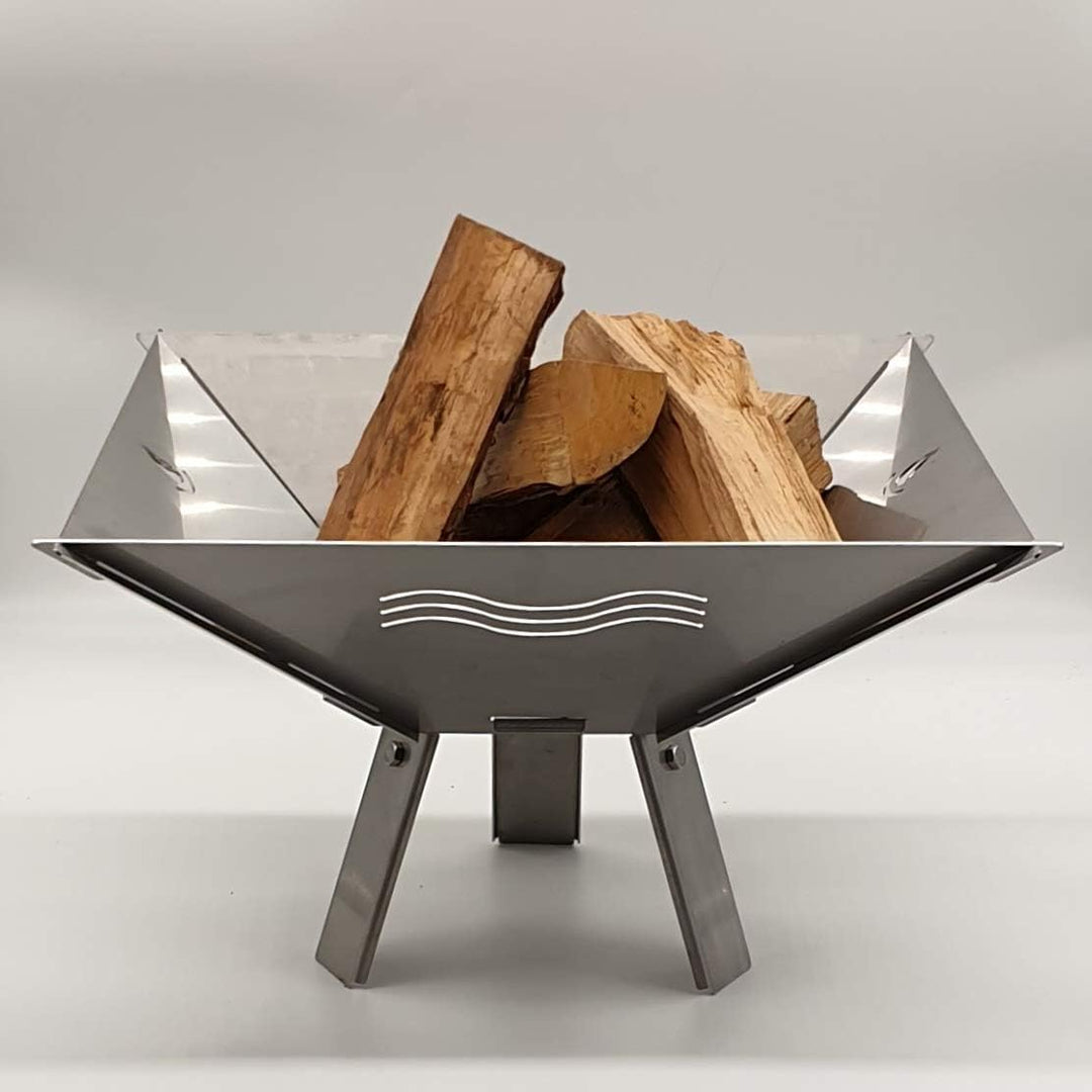 Feuerschale Fenit eine steckbare Feuerschale (Motiv Welle Edelstahl mit Fuss), Motiv Welle Edelstahl