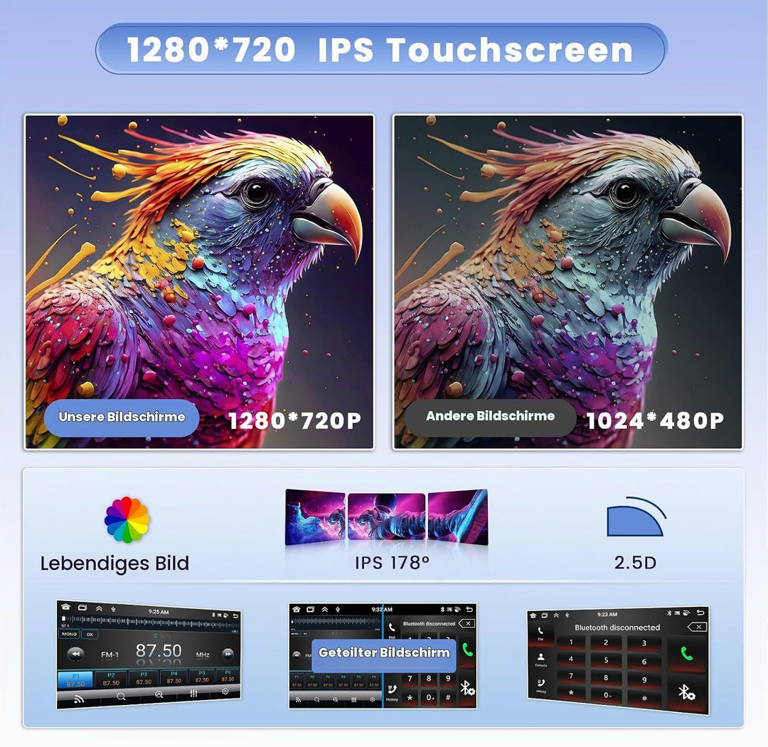 Hikity 8 core 4+64GB Android 15 Autoradio für VW Golf 5 6 Passat Polo Tiguan Touran Caddy Skoda, 9"