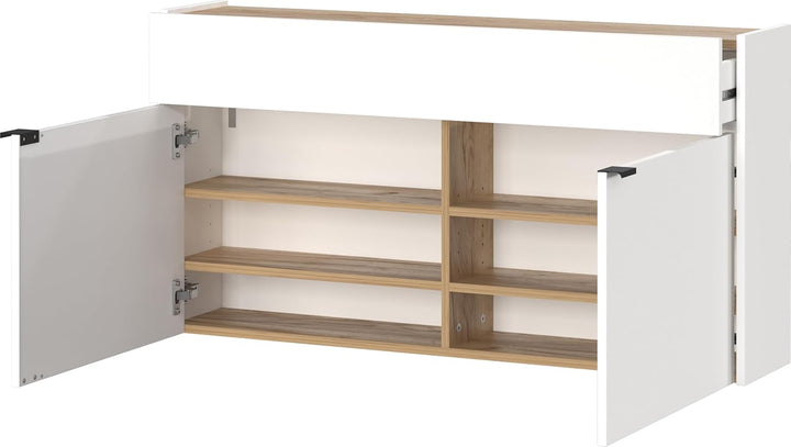 Germania Schuhschrank 4438-633 GW-Ameca, in Weiss/Navarra-Eiche-Nb., FSC-Zertifiziert, 110 x 57 x 22