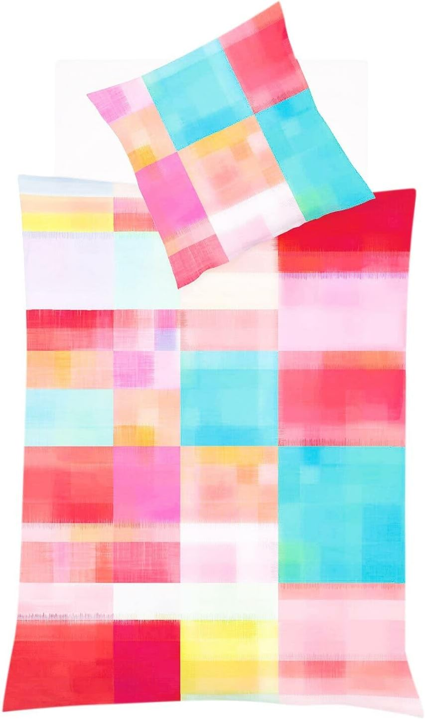 fleuresse Mako-Satin Bettwäsche Bed Art S Helmond Multicolor 1 Bettbezug 200 x 200 cm + 2 Kissenbezü