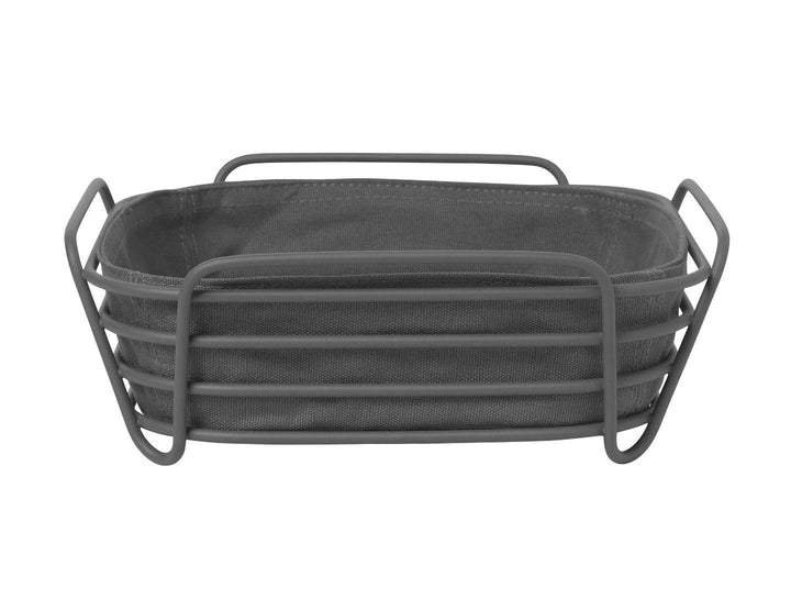 Blomus Brotkorb Schwarz S - Brotkörbchen aus pulverbeschichtetem Stahl und Baumwoll-Stofftasche, S: