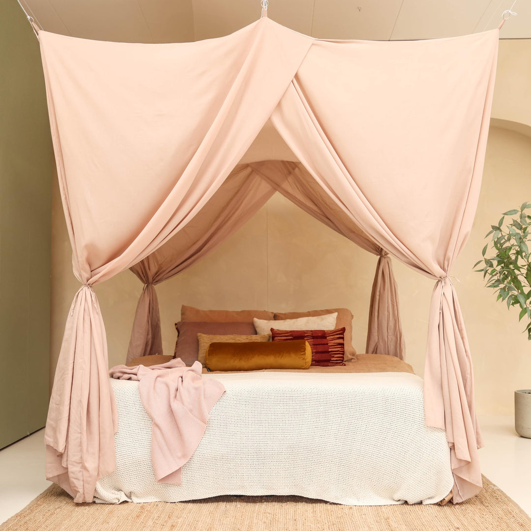 Nougat Betthimmel für Doppelbett | Rechteckiges Moskitonetz Grössen | Baldachin Bett für Teenagern &amp;