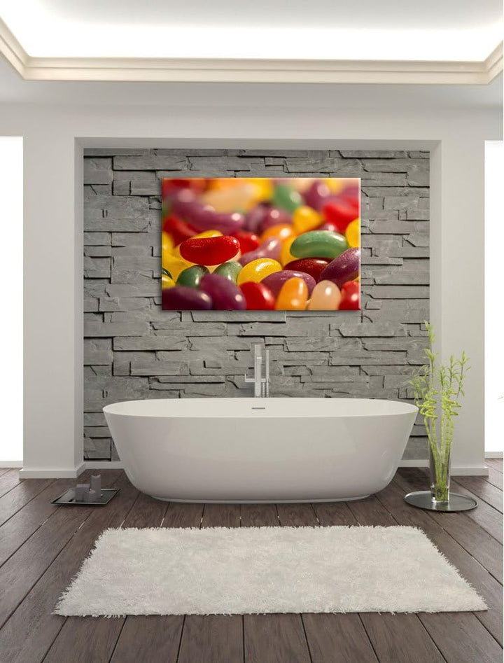 Pixxprint Bunte Süssigkeiten auf Leinwand, XXL riesige Bilder fertig gerahmt mit Keilrahmen, Kunstdr