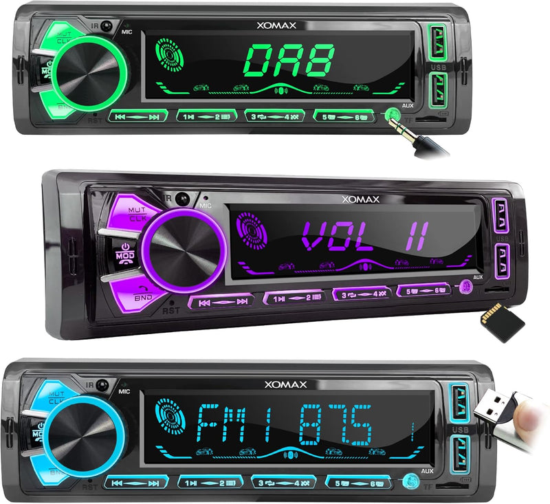 XOMAX XM-RD288 Autoradio mit integriertem DAB+ Tuner, FM RDS, Bluetooth Freisprecheinrichtung, USB,