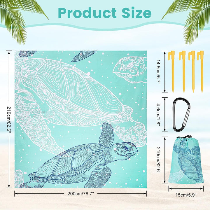 Zocipro Stranddecke Sandfrei 210x200cm – Ultraleicht, Wasserdicht & Faltbar – Picknickdecke mit 4 He