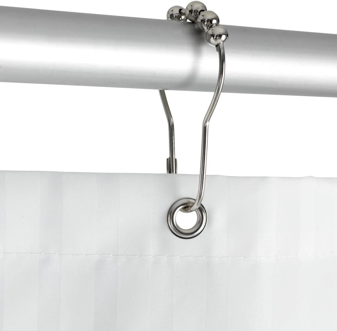 WENKO Duschvorhangringe 12er Set - 12er Set Duschringe mit Gleitsystem, verchromtes Metall, 3 x 3 cm