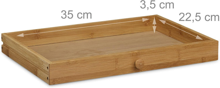 Relaxdays Rollbrotkasten mit Schublade, Bambus, aromadicht, Brotkasten mit Rolldeckel, HxBxT: 21 x 4