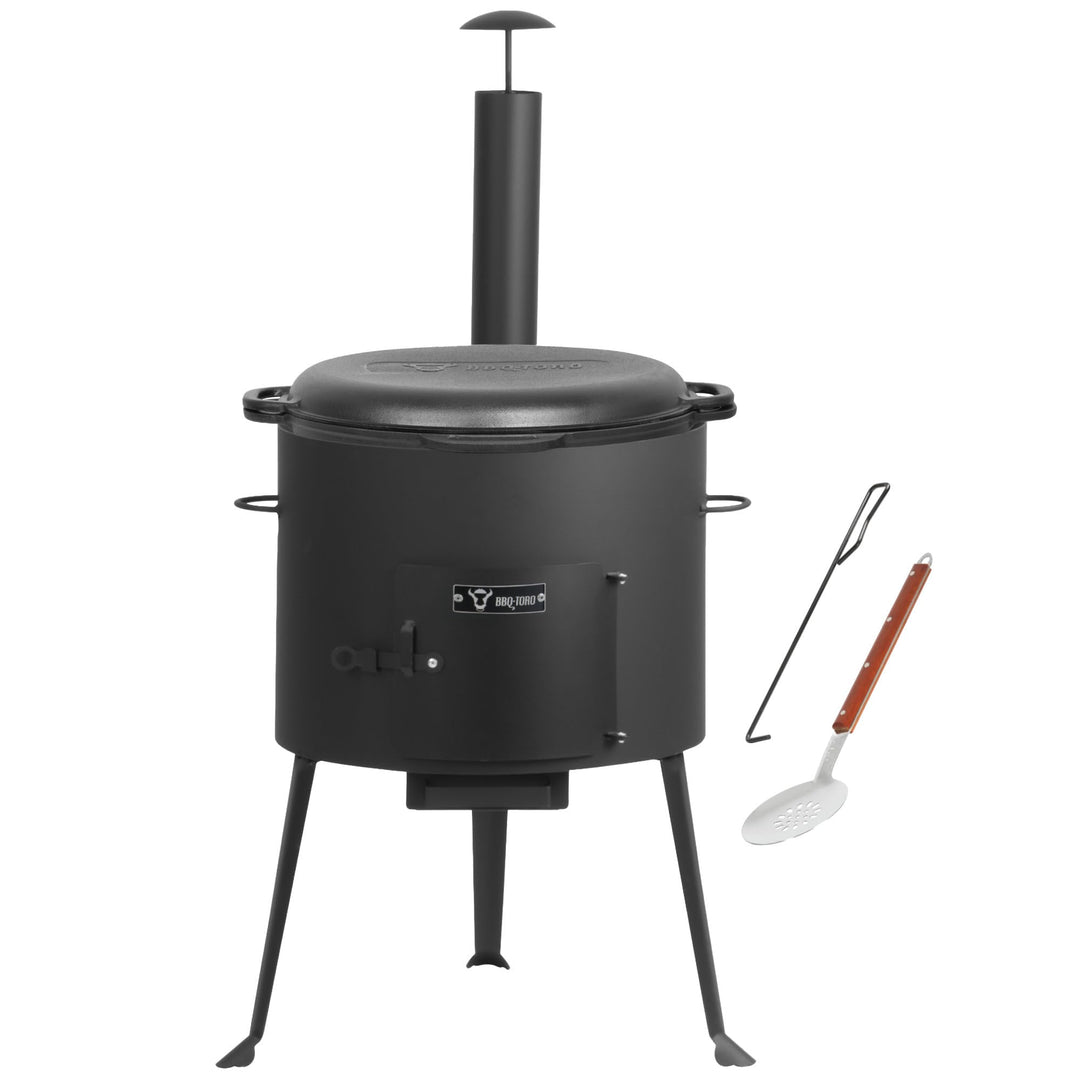 BBQ-Toro Gusseisen Kazan mit Kazan Ofen Ø 44 cm | 19 L Gusstopf mit Deckel, Gusseisentopf | Gulaschk