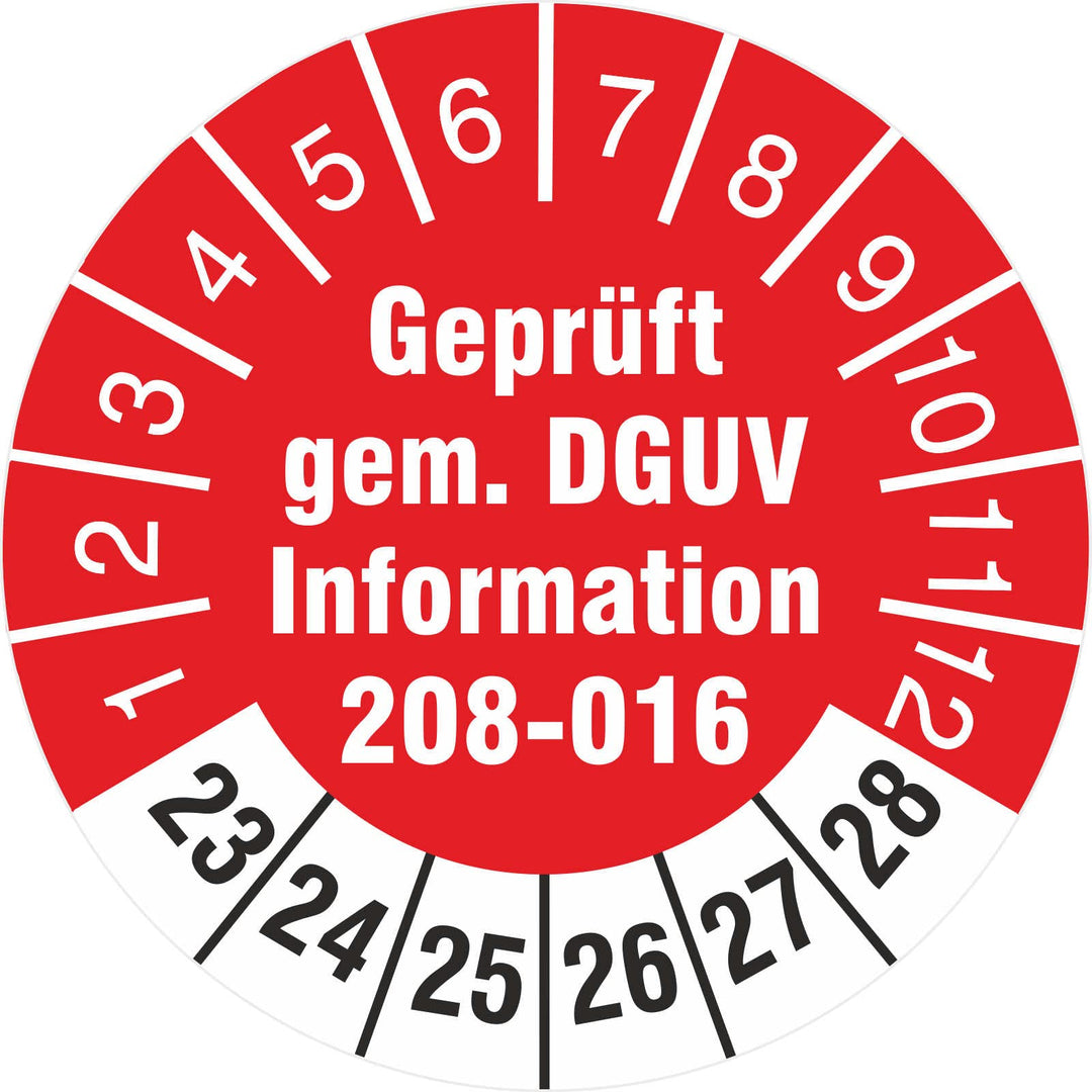 1000 Stück 18 mm Prüfplaketten geprüft nach DGUV Information 208-016 Leitern und Tritte Prüfetikette