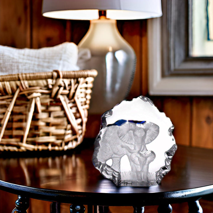 Kaltner Präsente Geschenkidee - Glas Aufsteller Figur Skulptur Elefant mit Elefantenbaby