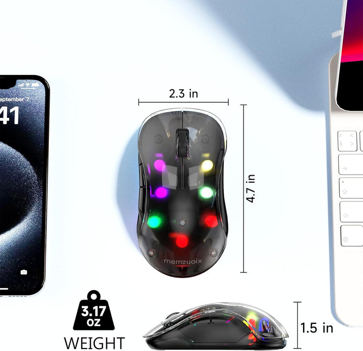 memzuoix LED Kabellose Maus – Wiederaufladbare 2.4G Optische Maus mit Magnetischer Abdeckung, Sanfte