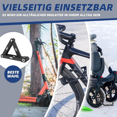 Faltschloss mit Halterung - fahrradschloss hohe sicherheit mit 80cm lang inkl 2 Schlüssel - Fahrrad