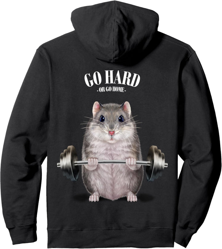 Zwerghamster, der Gewichte im Fitnessstudio hebt Pullover Hoodie