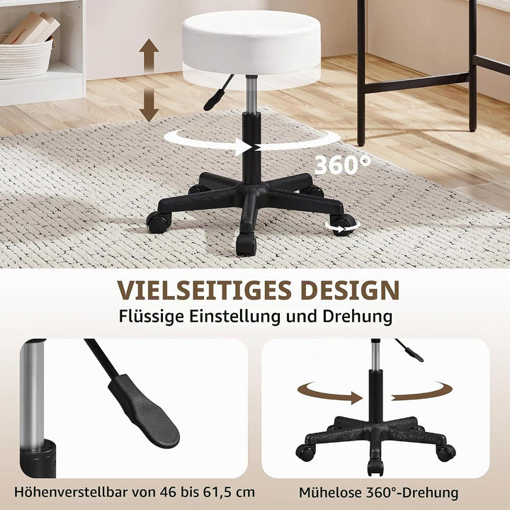 Yaheetech Rollhocker höhenverstellbar,Arbeitshocker Bürohocker 360° drehbar mit Rollen,Hocker Drehho