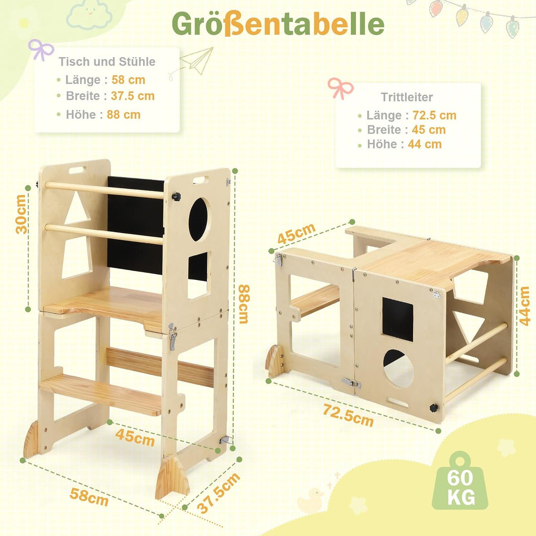 LEADZM Lernturm ab 1 Jahr，Lernturm Klappbar，Montessori Spielzeug ab 1 Jahr，Learning Tower，für Küche
