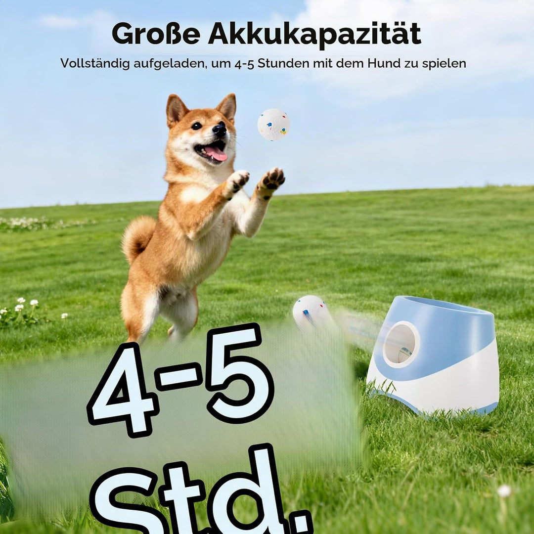 Ballwurfmaschine für Hunde,Mit 6 Tennisbälle,Mit 3 Distanzstufen,Wiederaufladbarem,Ballwurfmaschine