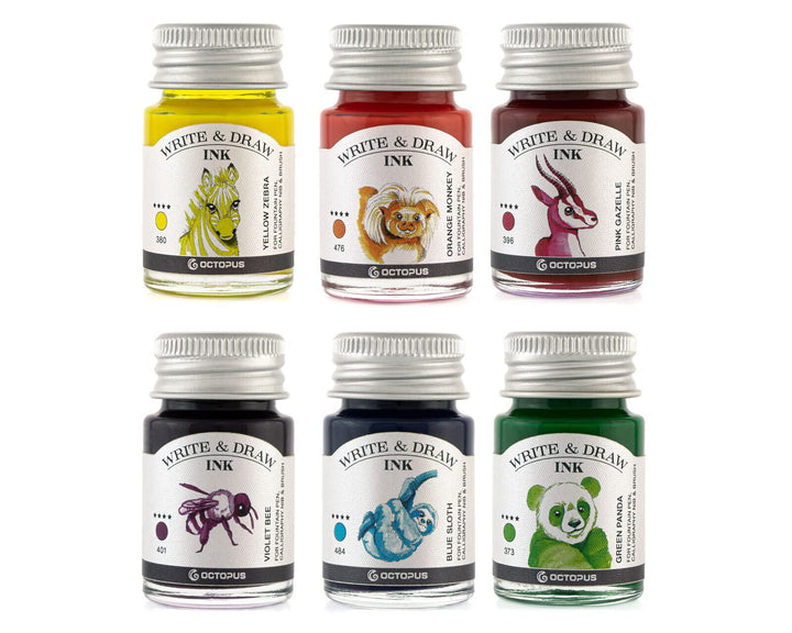 Octopus Write and Draw Ink Set CARNIVAL, wasserfeste Tinte zum Schreiben und Zeichnen, Kalligraphiet