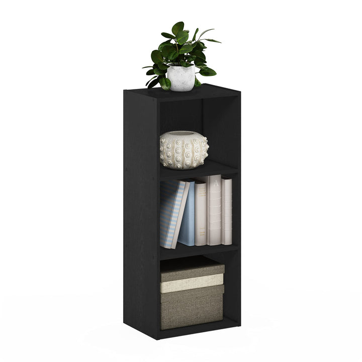 Furinno Pasir Bücherregal, offen, 3 Ebenen, Schwarzholz Schwarzholz 3-Tier Cube Regal, Schwarzholz 3