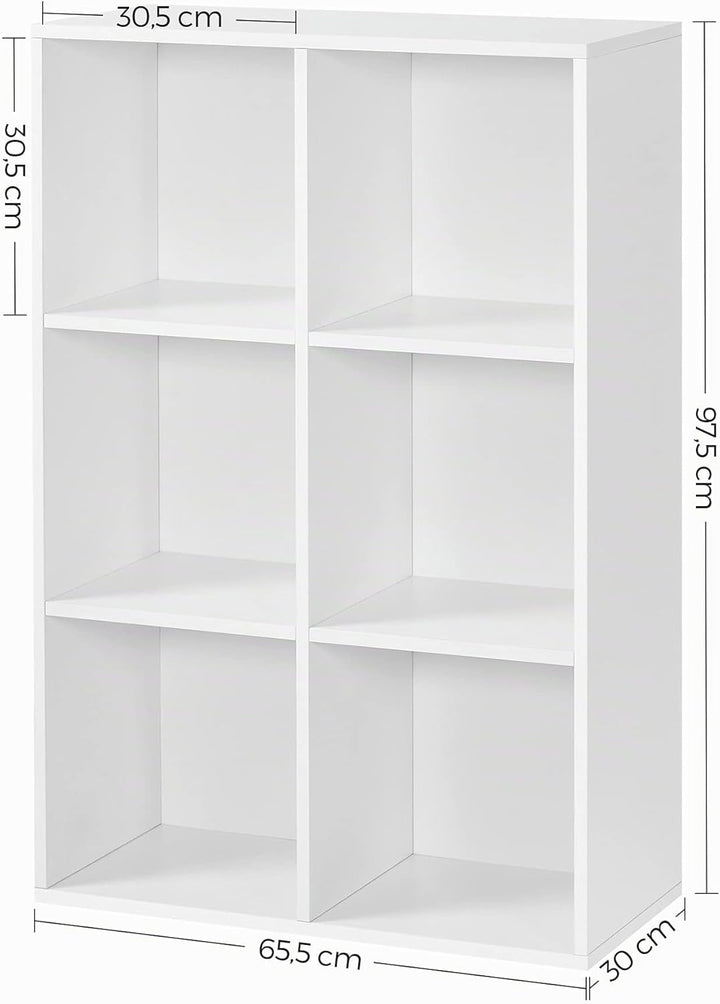 VASAGLE Bücherschrank, Bücherregal, mit 6 Fächern, Büroregal, Würfelregal, Standregal, für Wohnzimme
