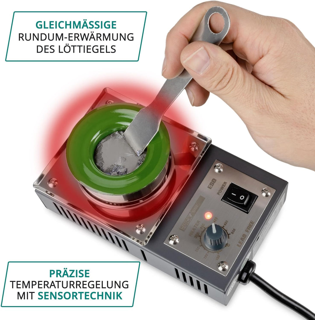 QUICK sensorgeregelter Löttiegel Titanium beschichtet 400 W Lötbad mit Ø54 mm 150-450°C für bleifrei
