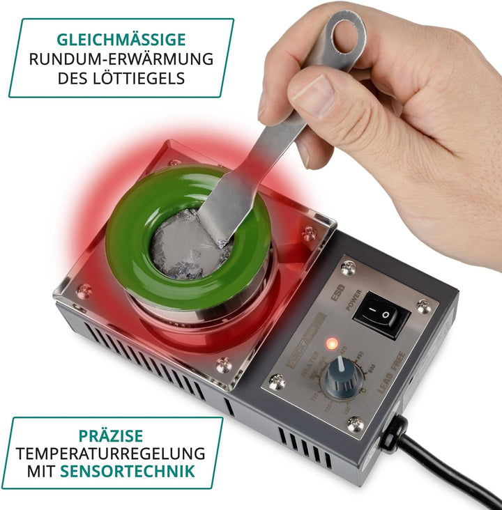 QUICK sensorgeregelter Löttiegel Titanium beschichtet 400 W Lötbad mit Ø54 mm 150-450°C für bleifrei
