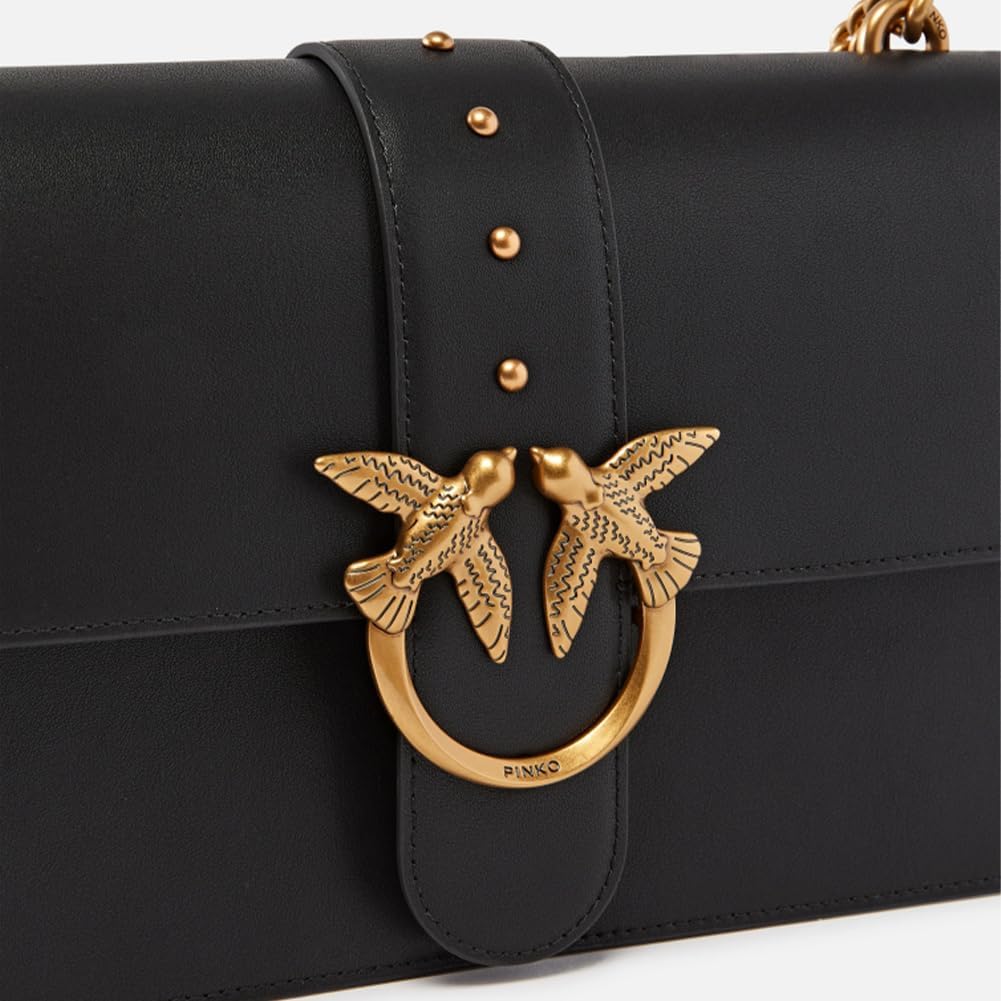 Pinko Damen Taschen Schwarz Umhängetasche mit Logo Love Birds Diamond Cut Einheitsgrösse, Einheitsgr