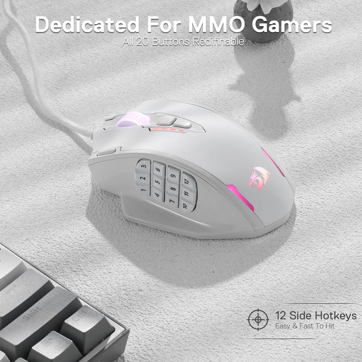 Redragon M908 Impact RGB-LED-MMO-Maus mit seitlichen Tasten, optische kabelgebundene Gaming-Maus mit