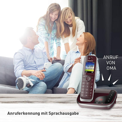 Panasonic KX-TGJ322GR Familien-Telefon mit Anrufbeantworter (schnurloses Telefon DUO, 2 Mobilteile,