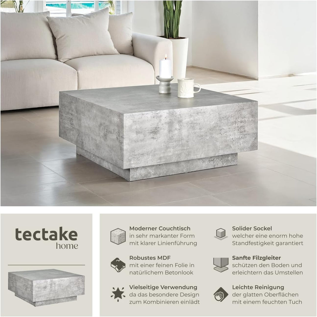 tectake® Couch Tisch, Room Decor in Beton Optik, Tisch Wohnzimmer, moderner Couchtisch, Beistelltisc