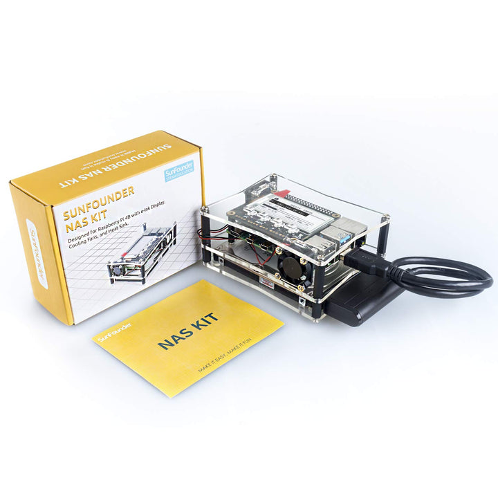 SunFounder NAS Kit for Raspberry Pi 4B/3B+/3B/3A+/2B, NAS Hat, Dual Fan, Micro SD Card Included