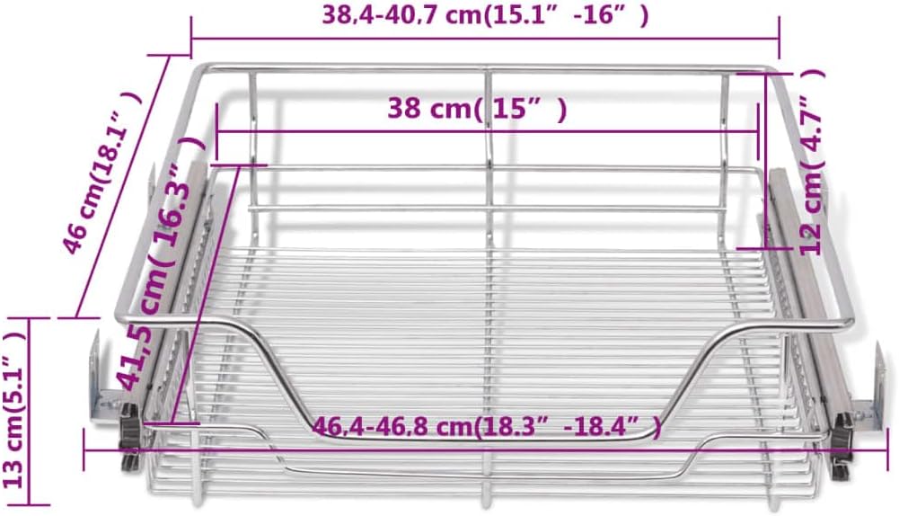 vidaXL 2X Einbauschublade Teleskopschublade Korbauszug Küchenschrank 50 cm 500 mm, 500 mm