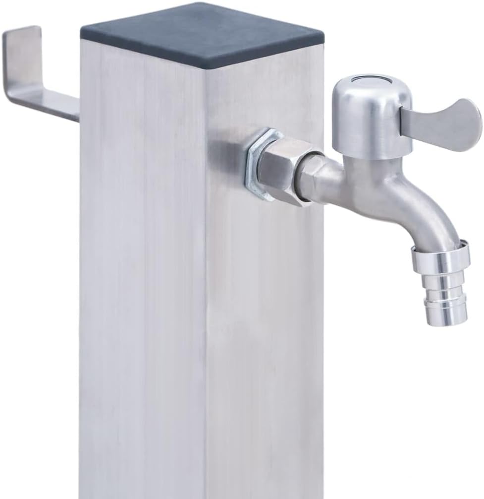 Tidyard Wassersäule Wasserzapfsäule Wasserzapfstelle Brunnen für den Garten 40 cm Edelstahl Quadrati
