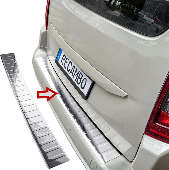 RECAMBO Ladekantenschutz Edelstahl Hochglanz poliert, Chrom Look - kompatibel für Citroen Berlingo 3