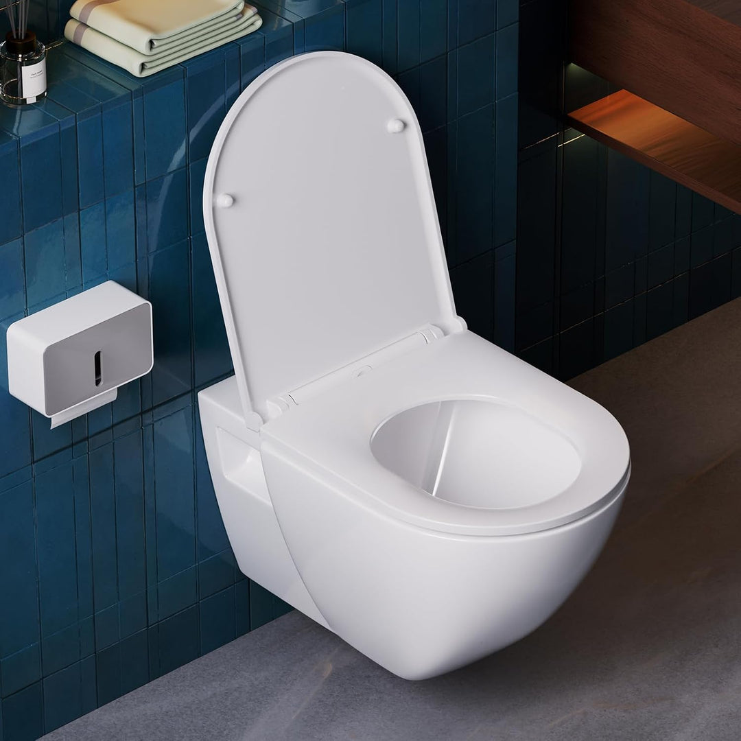 CECIPA Universeller Toilettendeckel mit Absenkautomatik Duroplast WC Sitz Antibakterieller Wackelfre