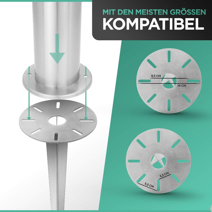 Erdspiess für Gartenleuchte, 2er-Set, Metall, 30 cm, Ø 15 cm