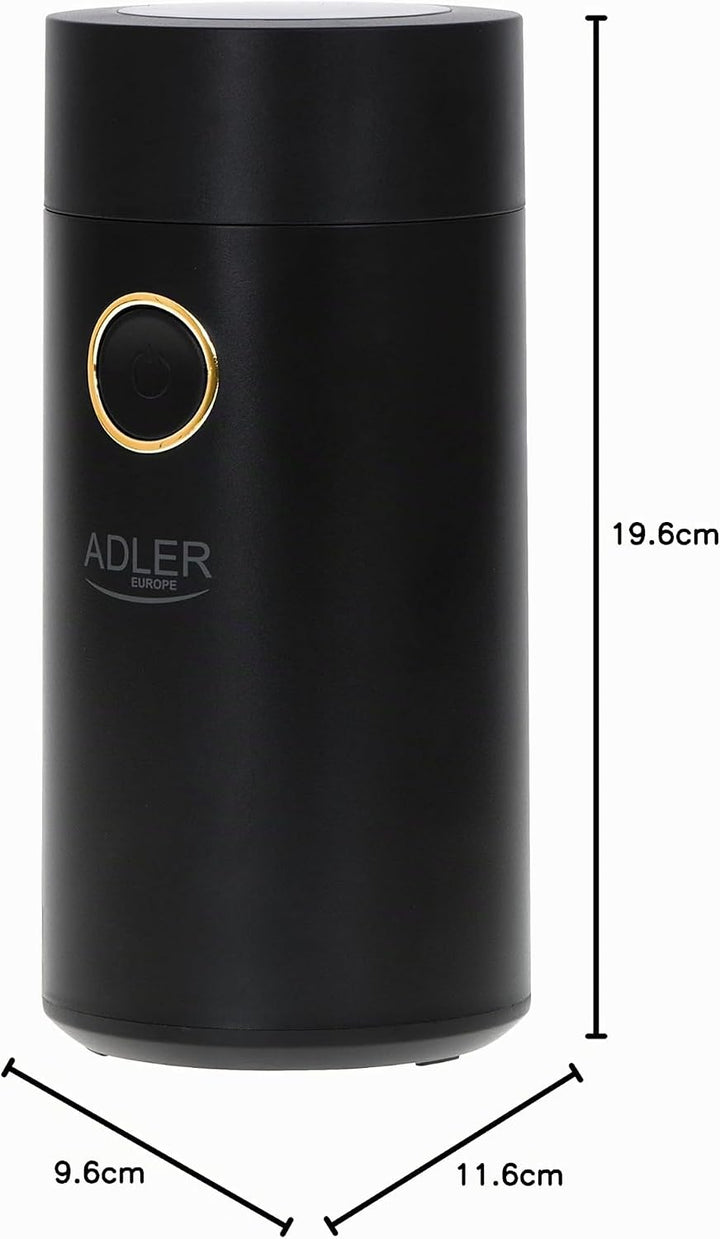 Adler AD 4446bg Elektrische Kaffeemühle aus Edelstahl, 150 W, Füllmenge bis zu 75g, Mühle für Kaffee